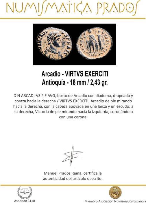 Romeinse Rijk. Arcadius (383-408 n.Chr.). Nummus Antioquía., Postzegels en Munten, Munten | Europa | Niet-Euromunten