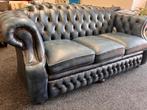 Chesterfield Maarssen Blauw Leren Vintage 3 zits bank €695,-, Antiek en Kunst, Ophalen