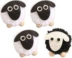 Pompon schaap hanger 5 cm doos 4 stuks wit en zwart, Hobby en Vrije tijd, Knutselen, Ophalen of Verzenden, Nieuw