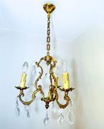 Plafondlamp - Verguld brons, Kristal