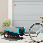 vidaXL Fietstrailer 30 kg ijzer zwart en blauw, Fietsen en Brommers, Fietsaccessoires | Aanhangers en Karren, Verzenden, Nieuw
