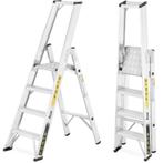 Ladder - huishoudtrap - 4 treden - aluminium - 50x91x148 cm, Doe-het-zelf en Verbouw, Ophalen of Verzenden, Nieuw