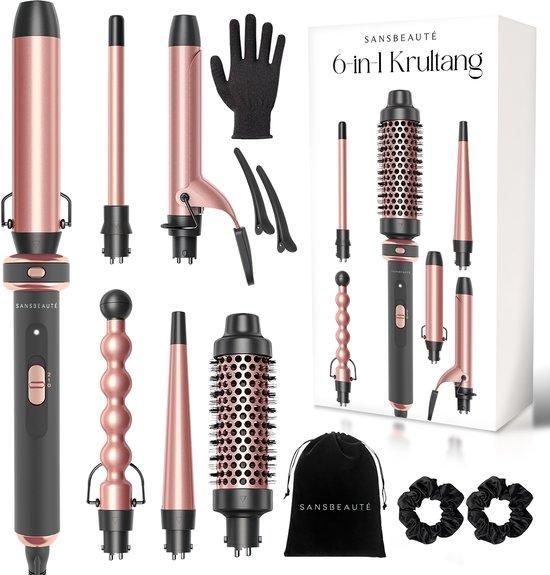 2dekans | Sansbeauté® 6 in 1 Krultang met Klem - Keramische, Sieraden, Tassen en Uiterlijk, Uiterlijk | Haarverzorging, Zo goed als nieuw