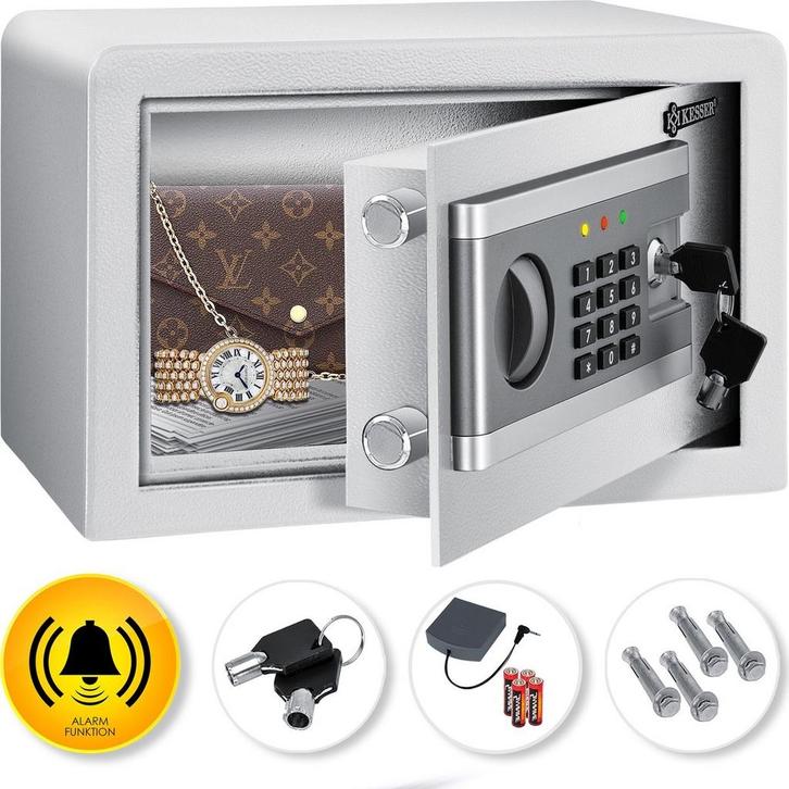 Elektrische kluis met vingerafdruk en sleutel - 31x20x20 cm, Doe-het-zelf en Verbouw, Hang- en Sluitwerk, Verzenden