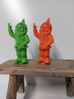 Beeld, set of naugthy gnomes color green and orange - 16 cm