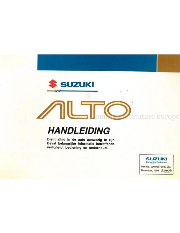 2000 SUZUKI ALTO INSTRUCTIEBOEKJE NEDERLANDS, Auto diversen, Handleidingen en Instructieboekjes