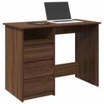vidaXL Bureau 102x50x75 cm bewerkt hout bruin eikenkleurig, Huis en Inrichting, Bureaus, Verzenden, Nieuw