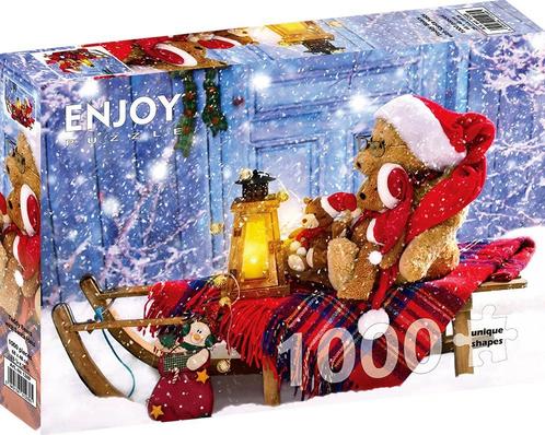Teddy Bears with Christmas Hats Puzzel (1000 stukjes) |, Hobby en Vrije tijd, Denksport en Puzzels, Nieuw, Verzenden