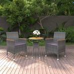 vidaXL 3-delige Tuinset poly rattan grijs, Verzenden, Nieuw, Rotan, Tuinset