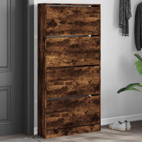 vidaXL Schoenenkast met 4 klaplades 80x21x163,5 cm gerookt, Huis en Inrichting, Kasten | Schoenenrekken, Nieuw, Verzenden