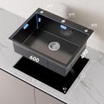 Spoelbak - Wasbak - Keuken - Graniet - 60x49 cm - Zwart - Au, Huis en Inrichting, Keuken | Keukenelementen, Verzenden, Zo goed als nieuw