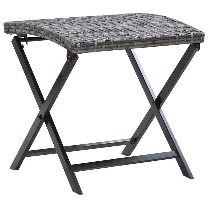 vidaXL Kruk inklapbaar poly rattan grijs, Tuin en Terras, Tuinsets en Loungesets, Nieuw, Rotan, Verzenden