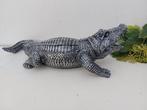 Beeld, fine finish of crocodile in silver bronze patina - 16
