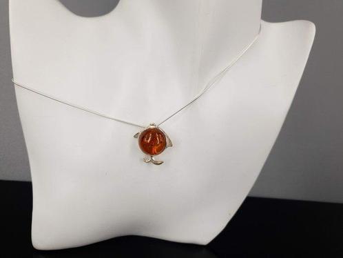 Zilver, Baltische barnsteen hanger broche / Geen, Verzamelen, Mineralen en Fossielen