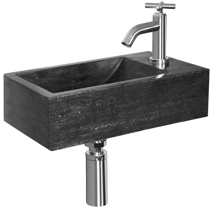 Wiesbaden Fonteinset | Matera | Natuursteen | 40x23x10.5cm |, Doe-het-zelf en Verbouw, Sanitair, Overige typen, Nieuw, Chroom