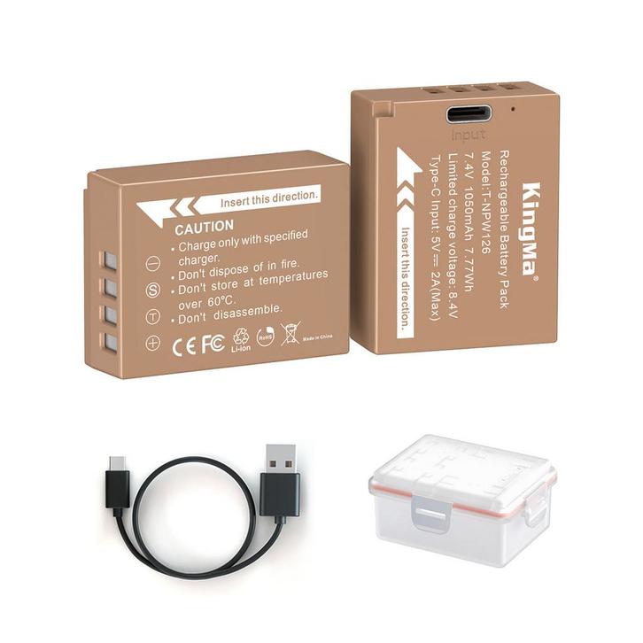 KingMa Accu voor Fujifilm NP-W126 - 1050mAh met USB-C Poort, Audio, Tv en Foto, Fotografie | Fotostudio en Toebehoren, Zo goed als nieuw