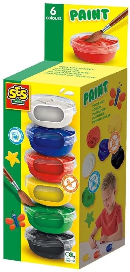 SES Plakkaatverf (6x45ml) (Basis knutselmateriaal), Kinderen en Baby's, Speelgoed | Educatief en Creatief, Knutselen, Nieuw, Verzenden