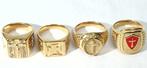 Verzameling van 4 christelijke ringen met gouden afwerking -
