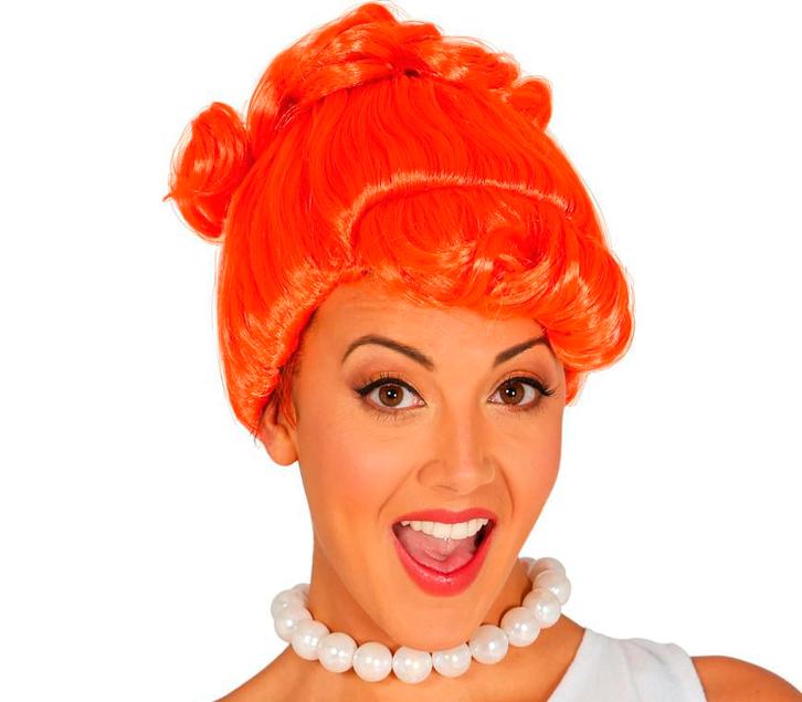 Pruik Holbewoner Oranje, Hobby en Vrije tijd, Feestartikelen, Nieuw, Verzenden