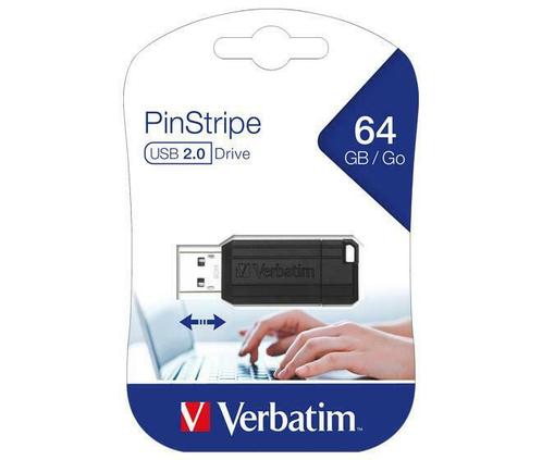Verbatim | USB Stick | 64 GB | USB 2.0 | Pinstripe, Computers en Software, USB Sticks, Nieuw, Verzenden