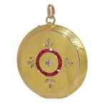Hanger - 18 karaat Geel goud - Robijn - Diamant, Art Deco,, Sieraden, Tassen en Uiterlijk, Antieke sieraden
