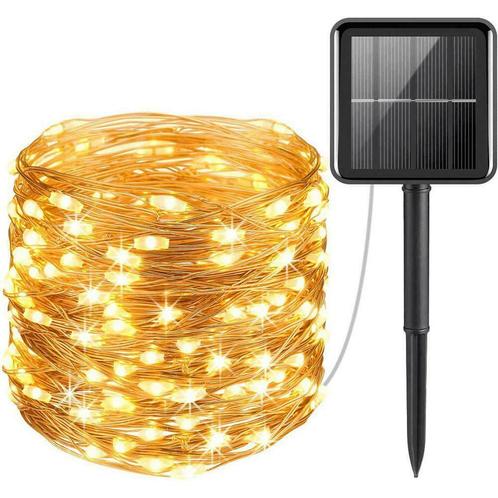 Solar lichtsnoer Twinkle met warm witte leds 10 meter, Tuin en Terras, Buitenverlichting, Waterbestendig, Led, Licht-donker-sensor
