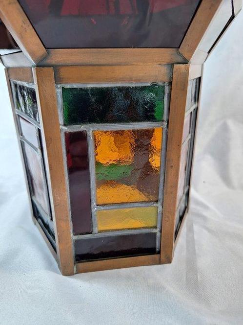 Lamp - Hallamp glas in lood - Glas, Koper, Antiek en Kunst, Curiosa en Brocante