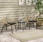 3-delige rotan tuinset – 2 stoelen met kussens + tafel, Tuin en Terras, Tuinsets en Loungesets, Verzenden, Nieuw