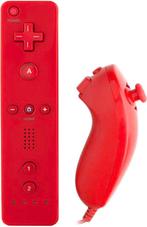 Wii Controller / Remote Rood + Nunchuk Rood (Third Party)..., Spelcomputers en Games, Ophalen of Verzenden, Zo goed als nieuw