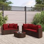 vidaXL 6-delige Loungeset met kussens poly rattan bruin, 6 zitplaatsen, Nieuw, Loungeset, Verzenden