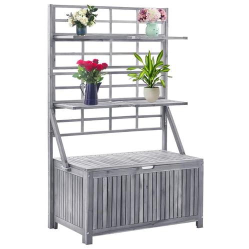 vidaXL Opbergbox met latwerk 99x55x160 cm massief acaciahout, Tuin en Terras, Overige Tuin en Terras, Nieuw, Verzenden