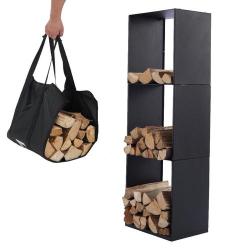Houtopslag | Brandhoutrek | Houtrek | 40x28x120cm | Staal, Tuin en Terras, Haardhout, Verzenden