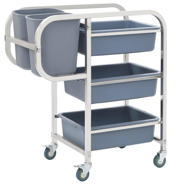 vidaXL Keukenwagen met kunststof containers 82x43,5x93 cm, Huis en Inrichting, Keuken | Keukenbenodigdheden, Nieuw, Verzenden