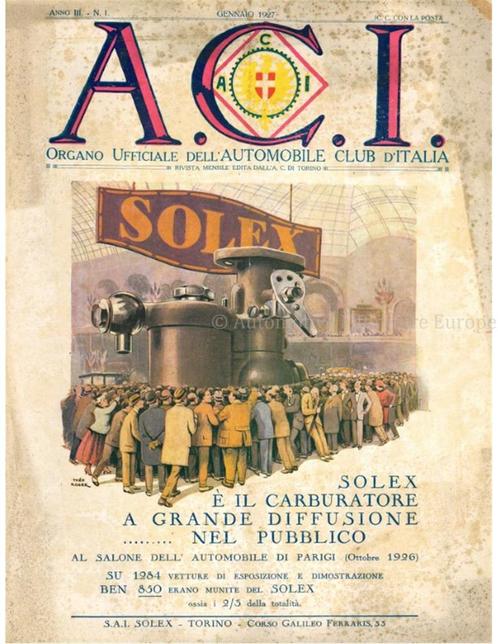1927 A.C.I. (ORGANO UFFICIALE DELLAUTOMOBILE CLUB, Boeken, Auto's | Folders en Tijdschriften