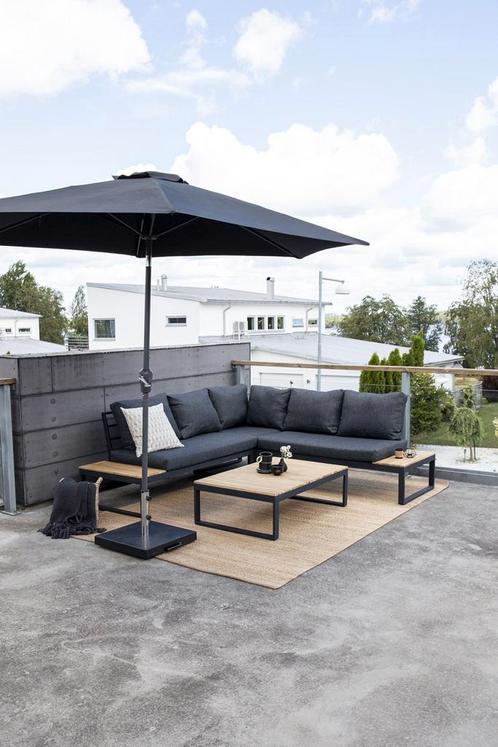 Loungeset 2delig donkergrijs | met kussens, Tuin en Terras, Tuinsets en Loungesets, Nieuw, Verzenden