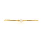 Vintage gouden broche met cultivé parel (smalle broche), Sieraden, Tassen en Uiterlijk, Broches, Gebruikt, Overige kleuren, Ophalen of Verzenden