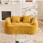 Gele gebogen tweezitsbank met armleuningen compact, Verzenden, Nieuw