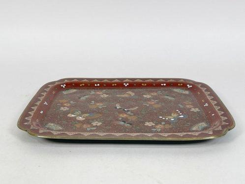 Dienblad - Cloisonné, met vlinderversiering, Antiek en Kunst, Antiek | Overige Antiek