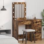 vidaXL Kaptafel met LED Verlichting - Rokende Eik 50x41x135, Huis en Inrichting, Tafels | Kaptafels, Verzenden, Nieuw