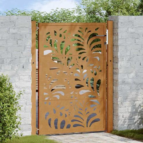 vidaXL Poort met golfontwerp 105x130 cm weervast staal, Tuin en Terras, Tuinpoorten, Nieuw, Verzenden