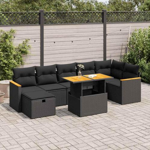 vidaXL 5-delige Loungeset met kussens poly rattan zwart, Tuin en Terras, Tuinsets en Loungesets, Loungeset, Nieuw, Rotan, Verzenden