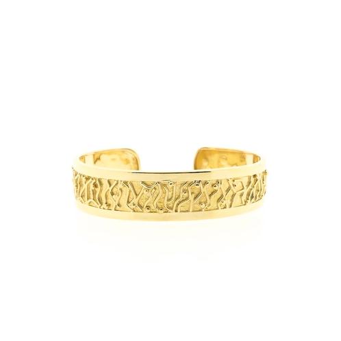Gouden vintage brede slavenarmband met gravures | Ø 60 mm, Sieraden, Tassen en Uiterlijk, Armbanden, Overige kleuren, Gebruikt