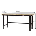 Werkbank zwart 200 cm met hardhouten blad open model, Doe-het-zelf en Verbouw, Werkbanken, Ophalen of Verzenden, Nieuw