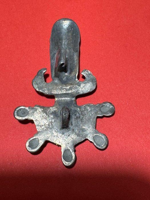 Laat-Romeins / Vroeg-Byzantijns Zilver Fibula - 57 mm, Sieraden, Tassen en Uiterlijk, Antieke sieraden