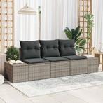 vidaXL Tuin Sofa Set 3 pcs Grijs Poly Rattan en Poedergecoat, Tuin en Terras, Tuinsets en Loungesets, Verzenden, Nieuw, Rotan
