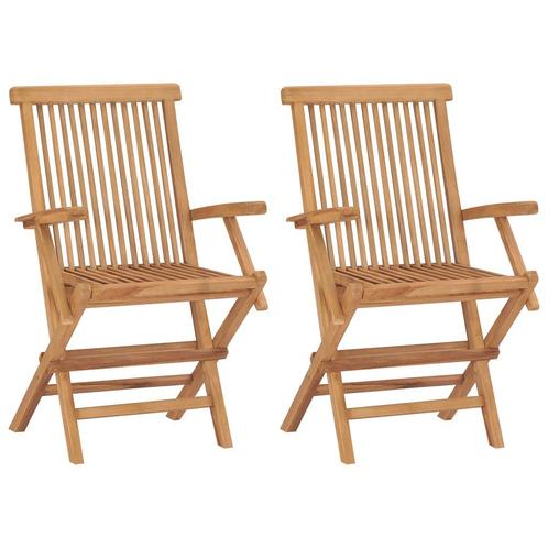 vidaXL Tuinstoelen 2 st inklapbaar massief teakhout, Tuin en Terras, Tuinstoelen, Nieuw, Hout, Verzenden