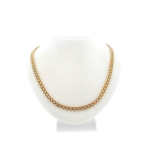 Gouden platte fantasie ketting | 42,5 cm (schakelketting), Sieraden, Tassen en Uiterlijk, Kettingen, Overige kleuren, Gebruikt