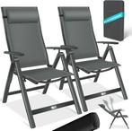 Tuinstoelen verstelbaar - Ligstoel - Set van 2 - Antraciet -, Verzenden, Zo goed als nieuw