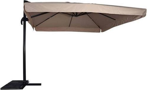 Zweefparasol Virgo Taupe 300 x 300 cm - inclusief kruisvoet, Tuin en Terras, Parasols, Zweefparasol, Nieuw, 3 tot 4 meter, Kantelbaar