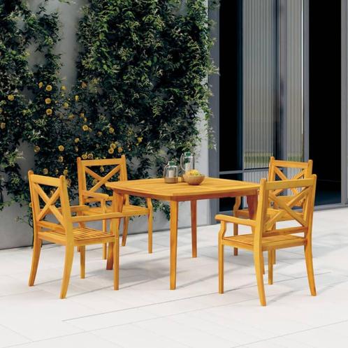 vidaXL 5-delige Tuinset massief acaciahout, Tuin en Terras, Tuinsets en Loungesets, Tuinset, Nieuw, 4 zitplaatsen, Hardhout, Verzenden